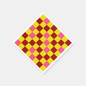 赤+黄色+ピンク+市松模様デザイン スタンダードカクテルナプキン (角)
