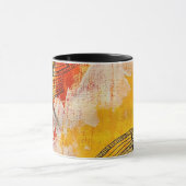 赤、黄色、白、黒の抽象デザインマグ マグカップ (中央)
