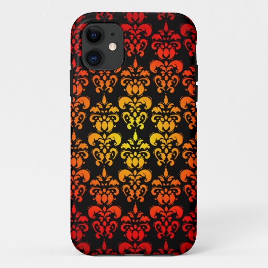 赤、黄色、黒のダマスク織り Case-Mate iPhoneケース (裏面)