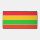 赤、黄、およびライムグリーンのストライプ デスクマット (正面)