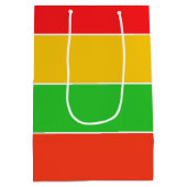 赤、黄、およびライムグリーンのストライプ ミディアムペーパーバッグ (裏面)