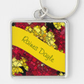 赤、黄、および金ゴールドミニボックスの背景テンプレート キーホルダー (正面)