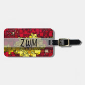 赤、黄、および金ゴールド幾何学的モザイク抽象芸術 ラゲッジタグ (正面横)