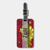 赤、黄、および金ゴールド幾何学的モザイク抽象芸術 ラゲッジタグ (正面縦)