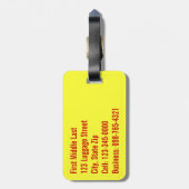 赤、黄、および金ゴールド幾何学的モザイク抽象芸術 ラゲッジタグ (裏面縦)