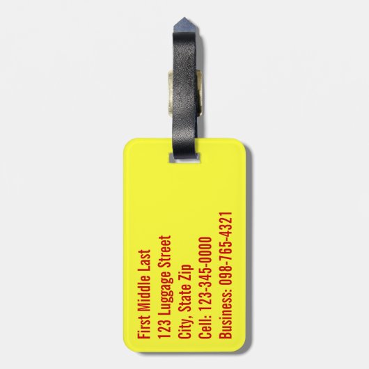 赤、黄、および金ゴールド幾何学的モザイク抽象芸術 ラゲッジタグ (裏面縦)