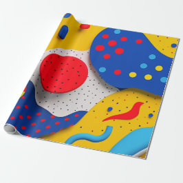 赤、黄、および青の明るい3D形状 ラッピングペーパー