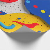 赤、黄、および青の明るい3D形状 ラッピングペーパー (角)