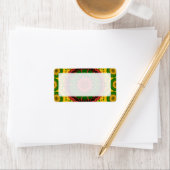 赤、黄、緑の万華鏡のように千変万化するパターン曼荼羅 ラベル (インサイチュ)