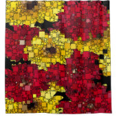 赤、黄、金ゴールド幾何抽象芸術 シャワーカーテン (正面)