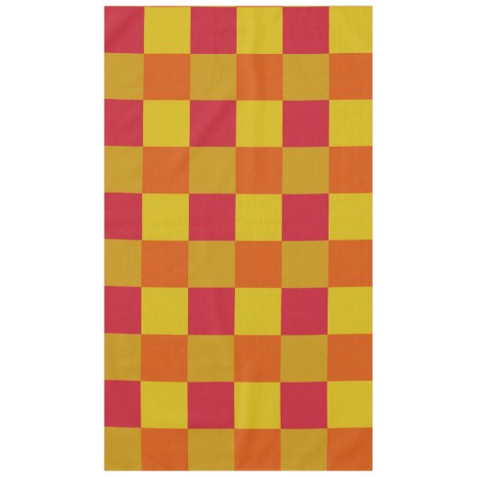 赤、黄、金ゴールド、オレンジの小さな正方形 テーブルクロス (正面)