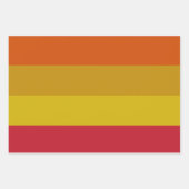 赤、黄、金ゴールド、オレンジストライプ色 ラッピングペーパーシート (正面)