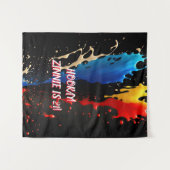 赤、黄、青のタペストリーでスプラッシュ タペストリー (正面(横))