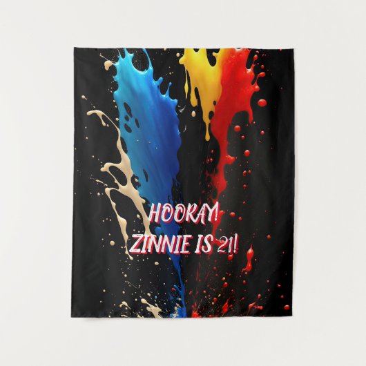 赤、黄、青のタペストリーでスプラッシュ タペストリー (正面)