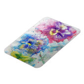 赤、黄、青のパニーの花フォトマグネット マグネット (左側)