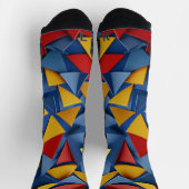 赤、黄、青の三角形が多い ソックス (上部)