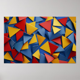 赤、黄、青の三角形が多い ポスター