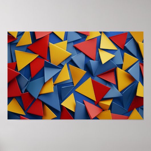 赤、黄、青の三角形が多い ポスター (正面)
