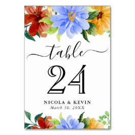 赤、黄、青の結婚花 テーブルナンバー