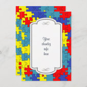 赤、黄、青の自閉症パズル招待状 招待状 (正面/裏面)