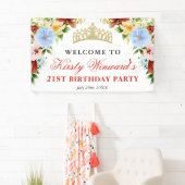 赤、黄、青の花ウェルカム誕生日 横断幕 (インサイチュ)