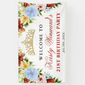 赤、黄、青の花ウェルカム誕生日 横断幕 (縦)