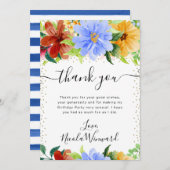 赤、黄、青の花誕生日 サンキューカード (正面/裏面)