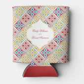 赤 黄 青 モロッコ タイル パターン 缶クーラー (正面)