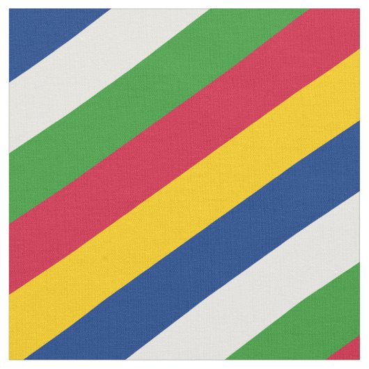 赤、黄、青、白、緑のストライプのパターン ファブリック (クローズアップ)