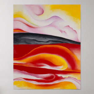 赤、黄、黒のストリーク ジョージアオキーフェ ポスター