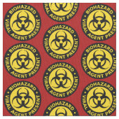 赤、黄、黒の生物学的災害［有害物質］警告の生地 ファブリック (クローズアップ)