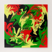 赤、黄、黒、緑の渦巻き ジグソーパズル (横)