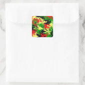 赤、黄、黒、緑の渦巻き スクエアシール (バッグ)