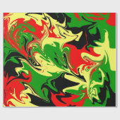 赤、黄、黒、緑の渦巻き ラッピングペーパー (フラット)