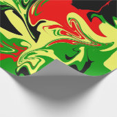 赤、黄、黒、緑の渦巻き ラッピングペーパー (角)