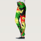赤、黄、黒、緑の渦巻き レギンス (左)