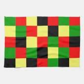 赤、黄、黒、緑市松模様に キッチンタオル (横)