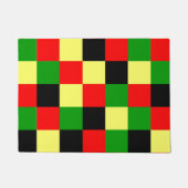 赤、黄、黒、緑市松模様に ドアマット (正面)