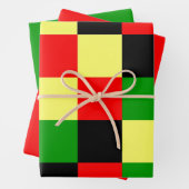 赤、黄、黒、緑市松模様に ラッピングペーパーシート (インサイチュ)