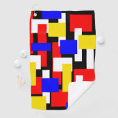 赤、黄、黒、青のジオメトリブロック ゴルフタオル (インサイチュ)