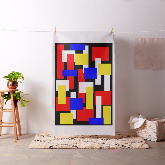 赤、黄、黒、青のジオメトリブロック ファブリック (インサイチュ)