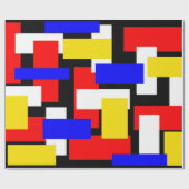 赤、黄、黒、青のブロック ラッピングペーパー (フラット)