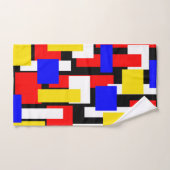 赤、黄、黒、青の幾何学的 バスタオルセット (ハンドタオル)