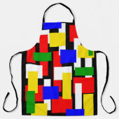 赤、黄、黒、青、緑のブロック エプロン (正面)
