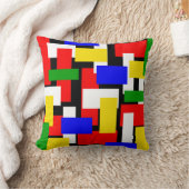 赤、黄、黒、青、緑のブロック クッション (ブランケット)