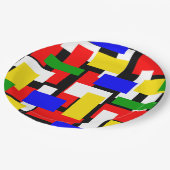 赤、黄、黒、青、緑のブロック ペーパープレート (アングル)