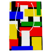 赤、黄、黒、青、緑のブロック ミディアムペーパーバッグ (正面)