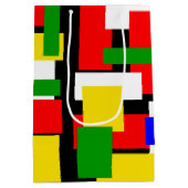 赤、黄、黒、青、緑のブロック ミディアムペーパーバッグ (裏面)