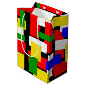 赤、黄、黒、青、緑のブロック ミディアムペーパーバッグ (裏面アングル)