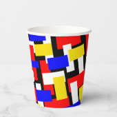 赤、黄、黒、青、緑のブロック 紙コップ (裏面)